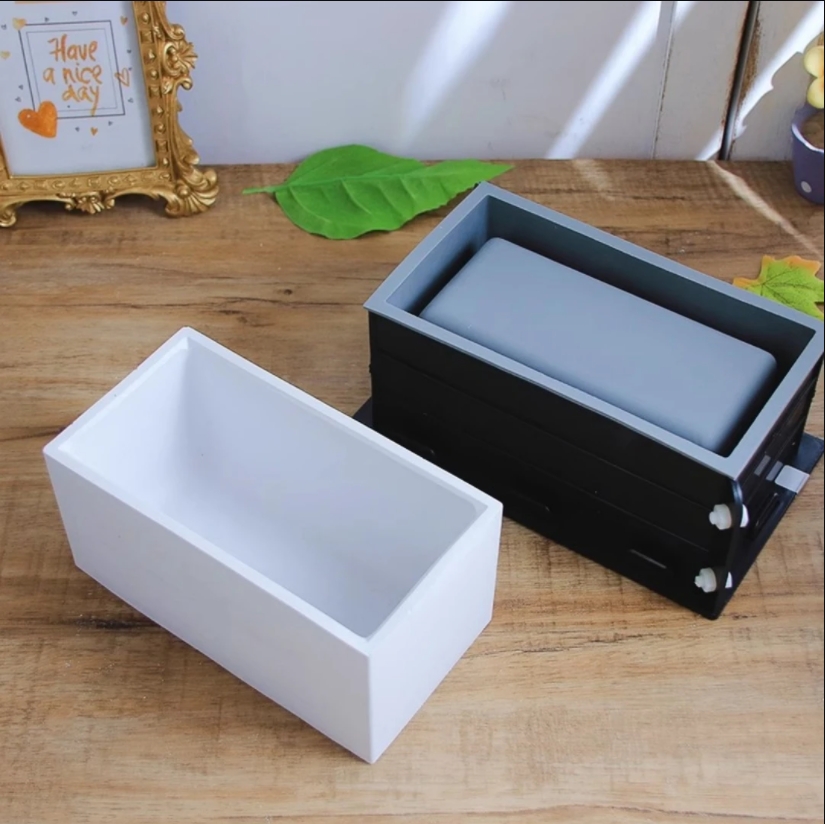 Terrazzo Pot Cement - Large Rectangle Flower Pot Silicone Mold