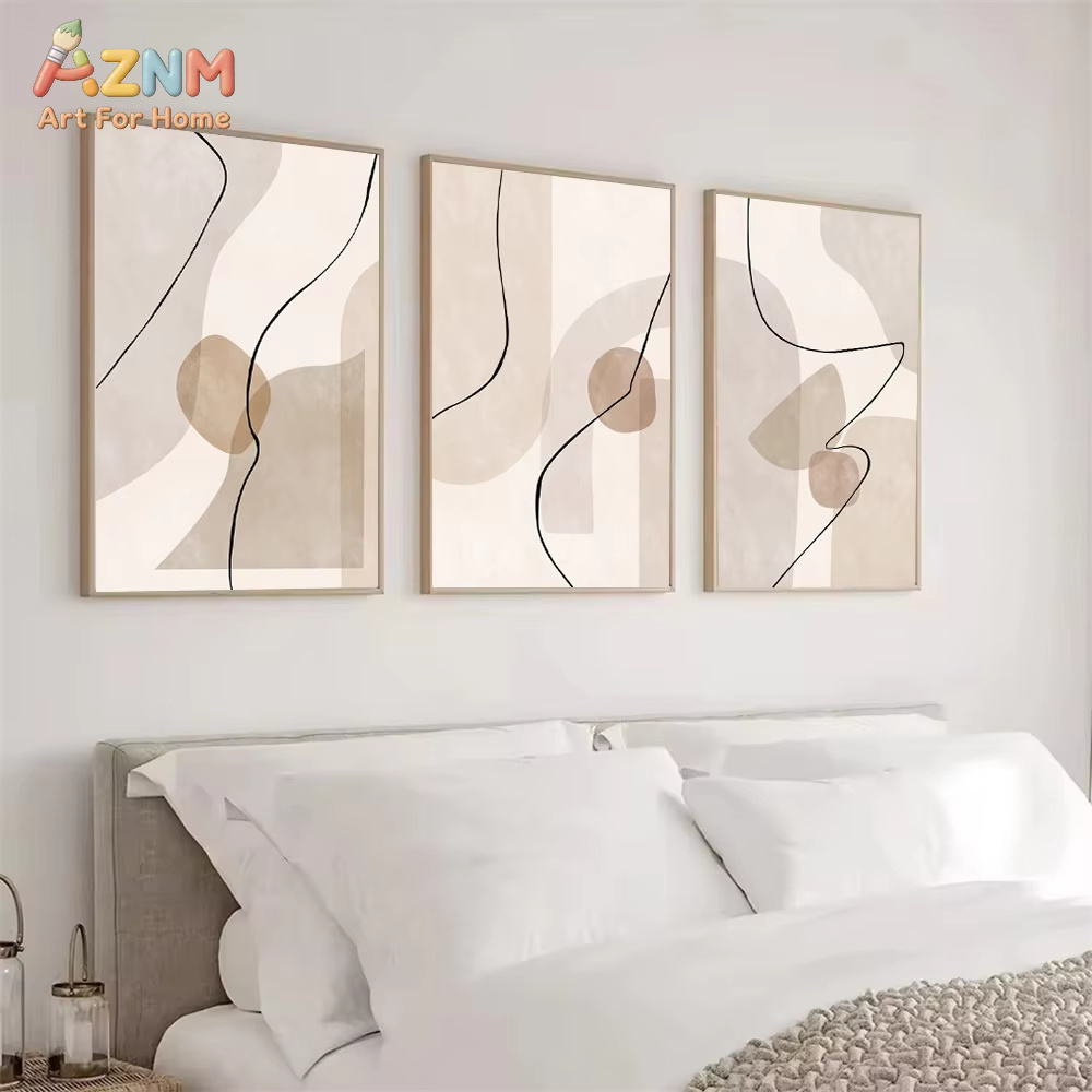 Interior Designer - Abstract Beige Geometry Line Wall Art