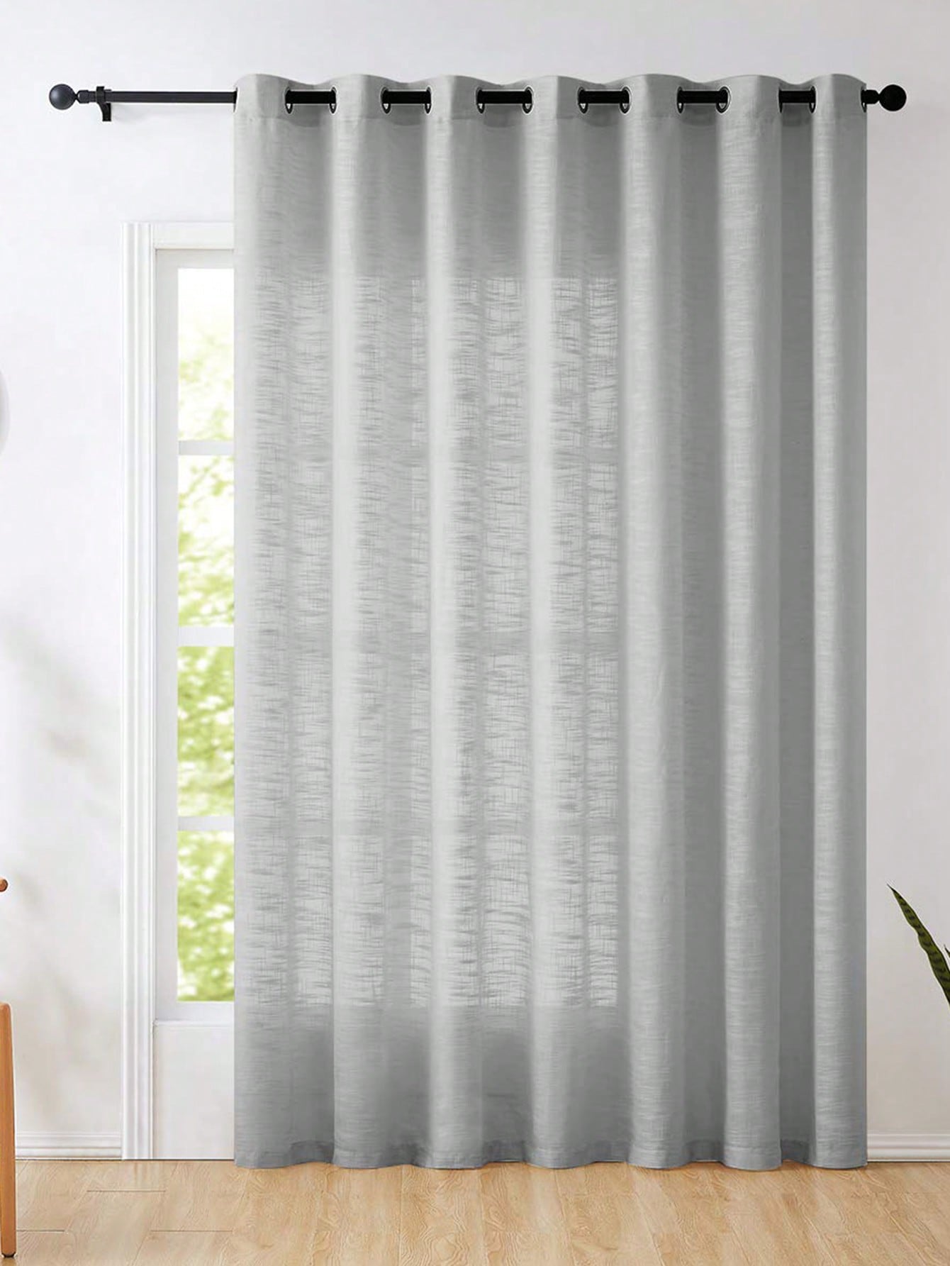 Grey Polyester Linen Texture S - Linen Curtain Eyelet review and price