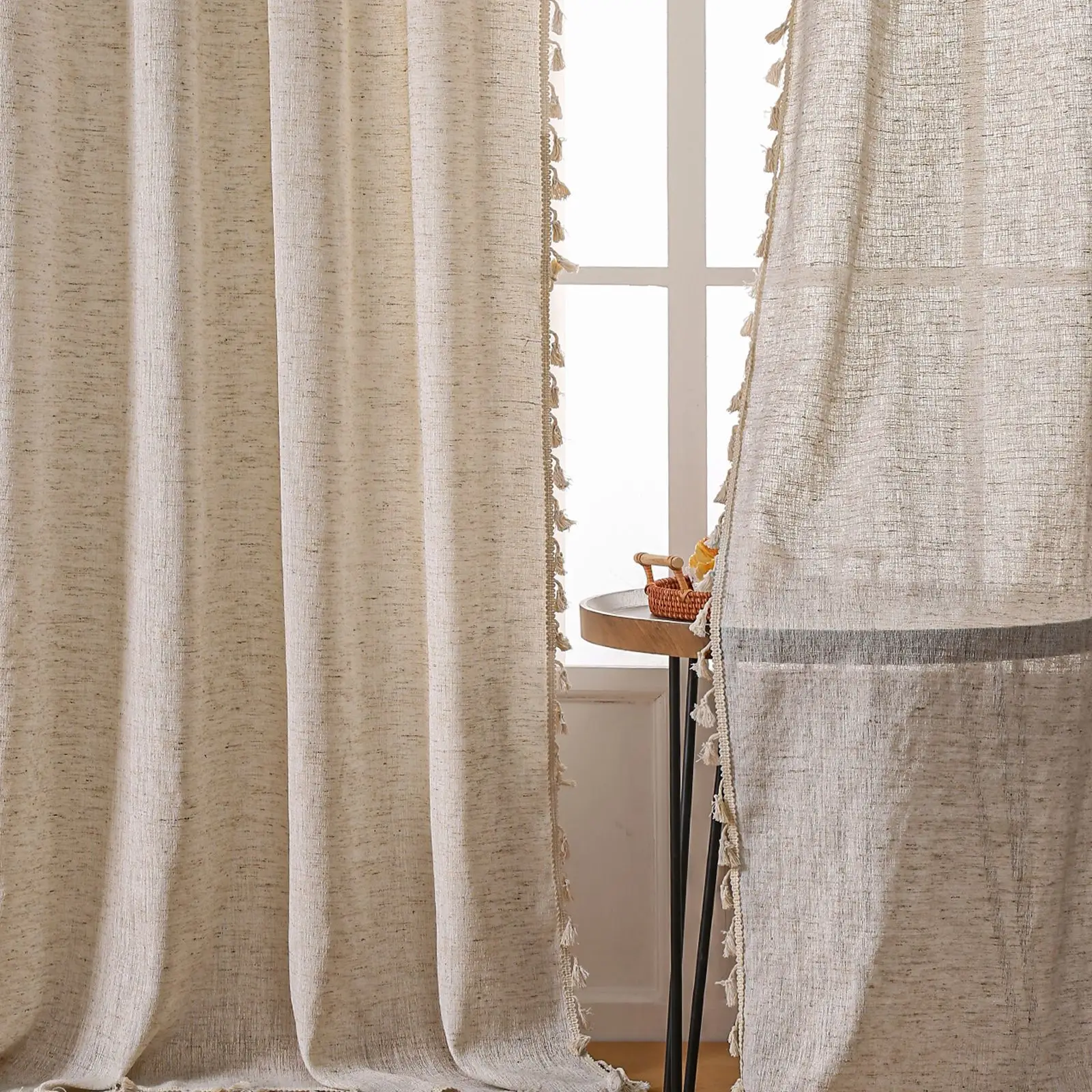 Boho Linen Semi Blackout Curta - Linen Curtain Eyelet review and price