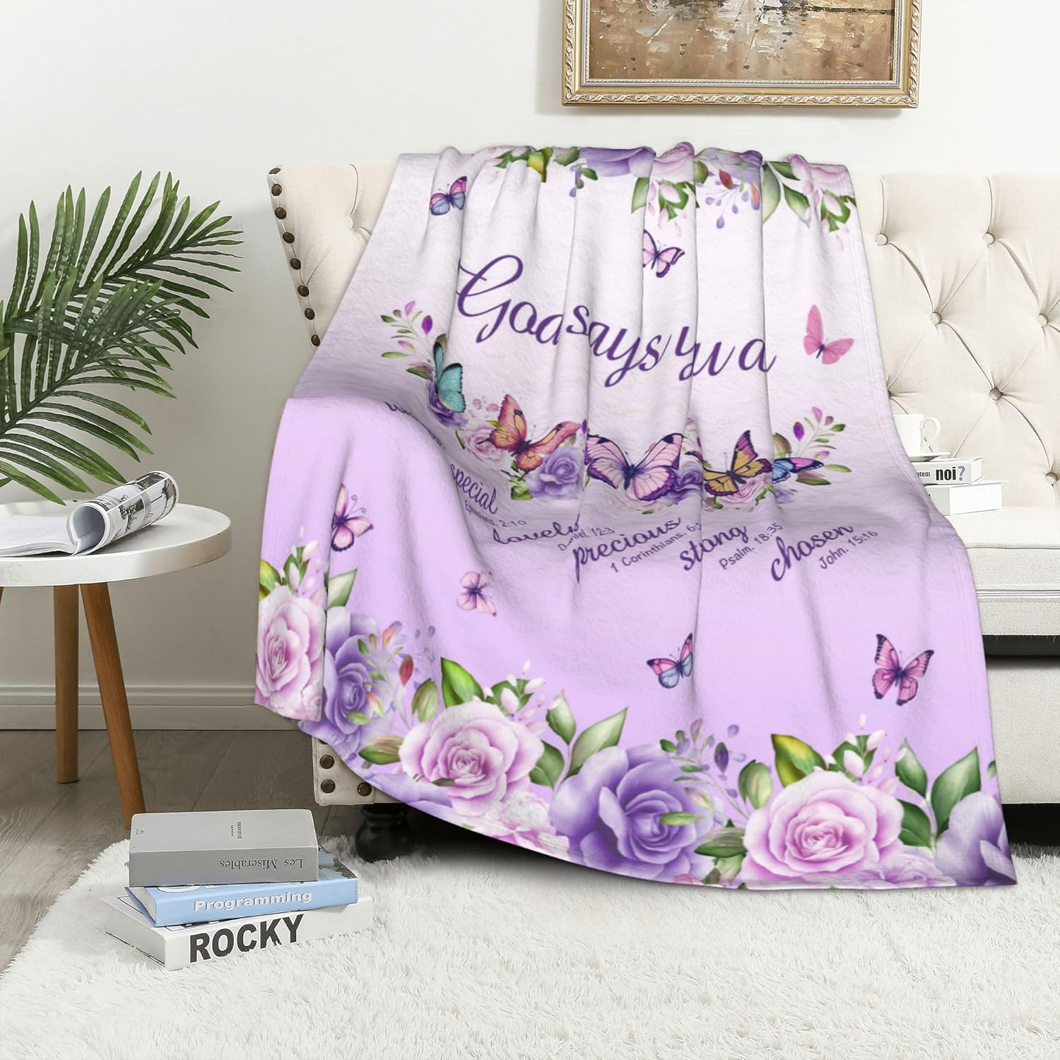 Purple Roses Butterflies Faith - Interior Design Warm review and price