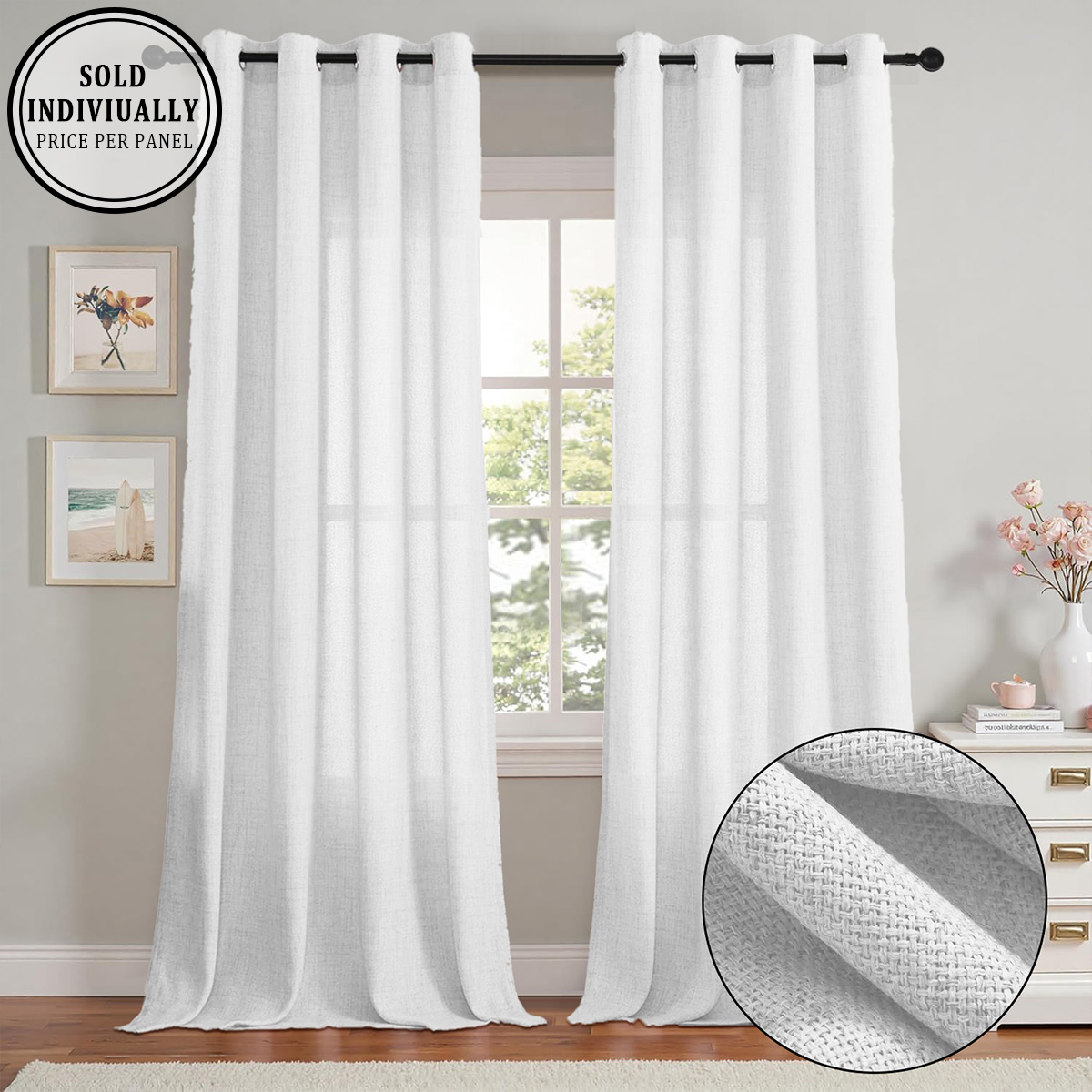 1 Piece, Solid Color Bohemian  - Linen Curtain Eyelet review and price