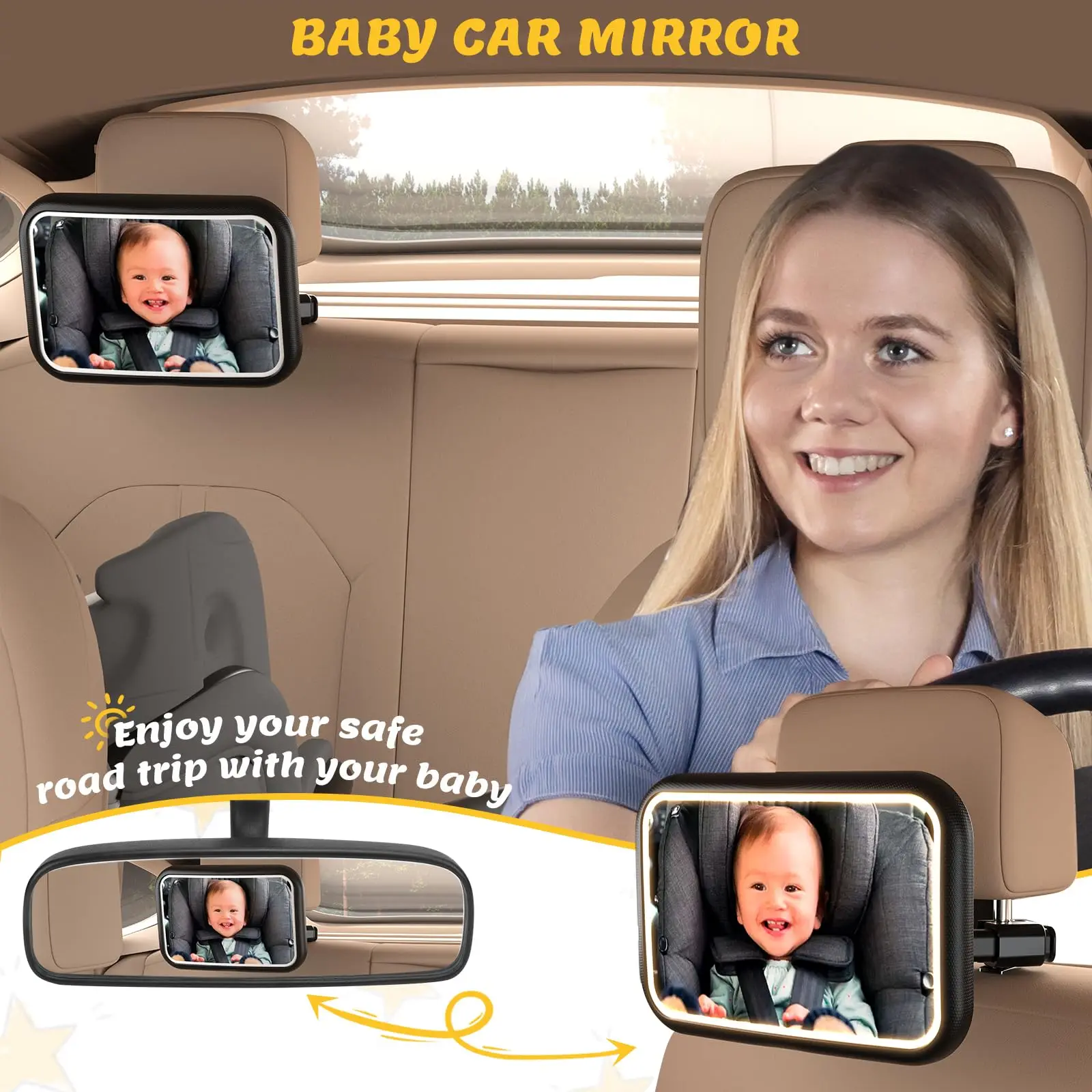 Baby Car Mirror with Light, 7  - Interior Design Remote review and price